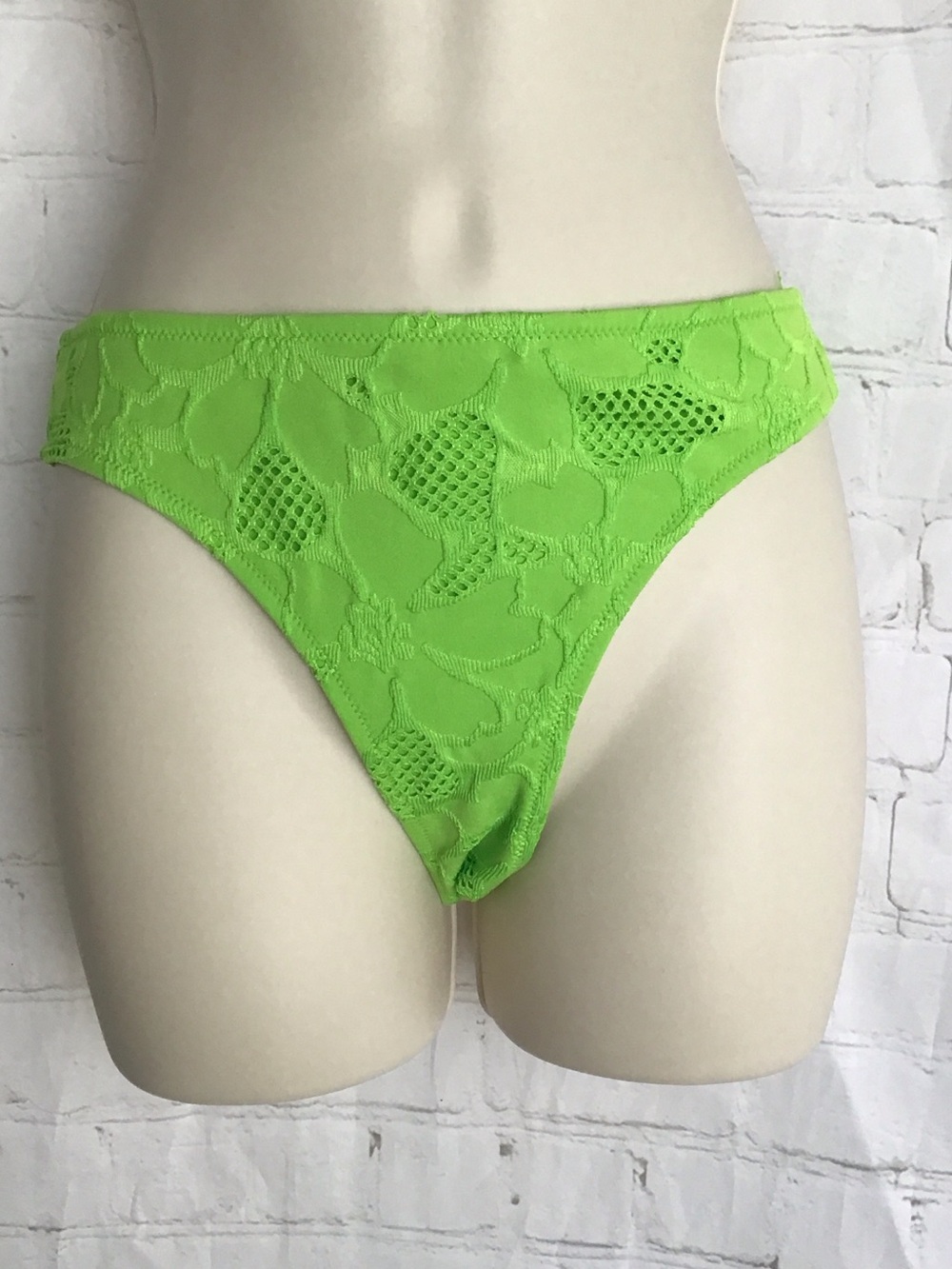 AERIE Neon Green Lace High-Cut Bikini Panty